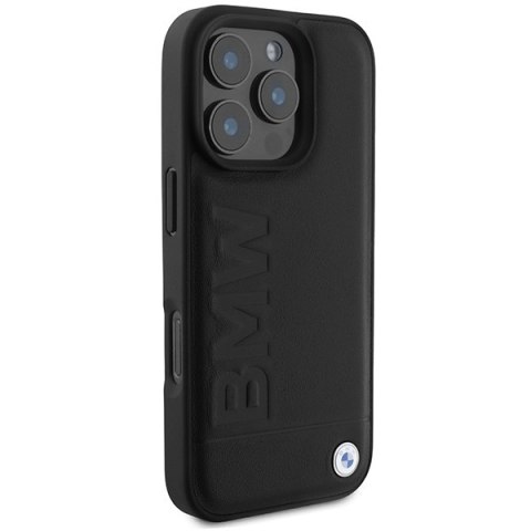 BMW nakładka iPhone 16 Pro Max 6,9" BMHMP16XSLLBK Hardcase Leather Hot Stamp MagSafe czarna