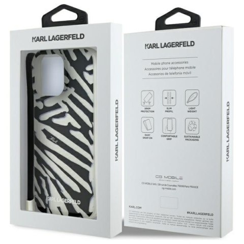 Karl Lagerfeld nakładka do iPhone 16 Pro 6,3" KLHCP16LHZBPKCCK czarna Hardcase IML Zebra Pattern & Cord
