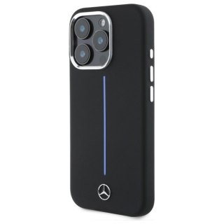 Mercedes nakładka do iPhone 16 Pro 6,3" MEHMP16L23SUMBK Hardcase Silicone Blue Stripe MagSafe czarna