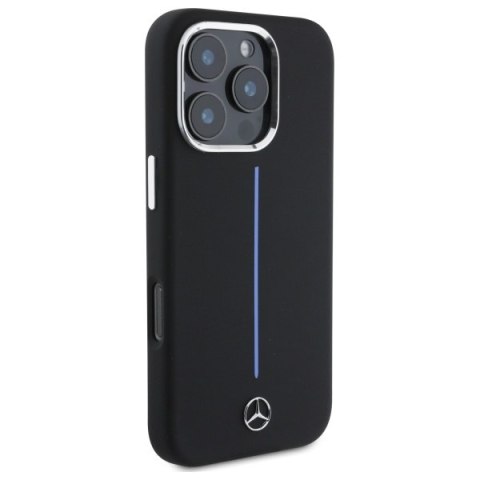 Mercedes nakładka do iPhone 16 Pro 6,3" MEHMP16L23SUMBK Hardcase Silicone Blue Stripe MagSafe czarna