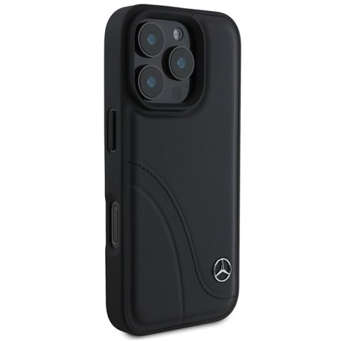 Mercedes nakładka do iPhone 16 Pro Max 6,9" MEHCP16X23RBCSK Hardcase MB Curved Stitches Leather czarna