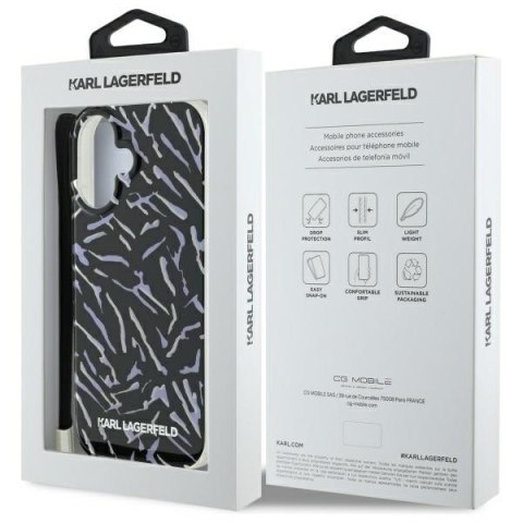 Karl Lagerfeld nakładka do iPhone 16 6,1" KLHCP16SHZBPKCCU fioletowa Hardcase Zebra With Cord Karl Lagerfeld nakładka do iPhone 16 6,1" KLHCP16SHZBPKCCU fioletowa Hardcase Zebra With Cord