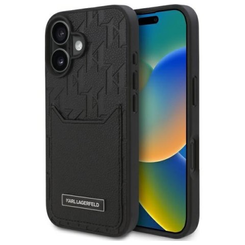 Karl Lagerfeld nakładka do iPhone 16 6,1" KLHCP16SPGKHPRPK czarna Hardcase Cardslots Monogram Karl Lagerfeld nakładka do iPhone 16 6,1" KLHCP16SPGKHPRPK czarna Hardcase Cardslots Monogram