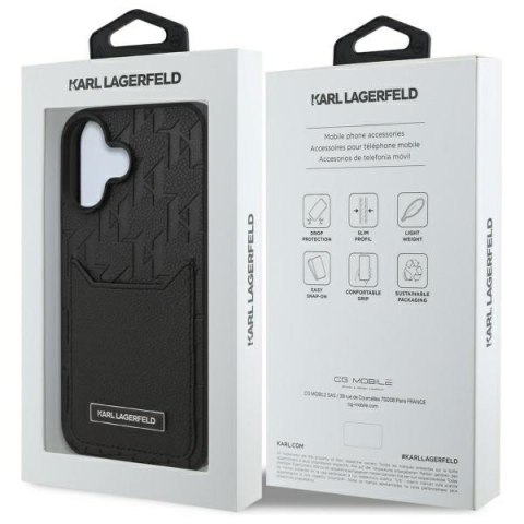 Karl Lagerfeld nakładka do iPhone 16 6,1" KLHCP16SPGKHPRPK czarna Hardcase Cardslots Monogram Karl Lagerfeld nakładka do iPhone 16 6,1" KLHCP16SPGKHPRPK czarna Hardcase Cardslots Monogram
