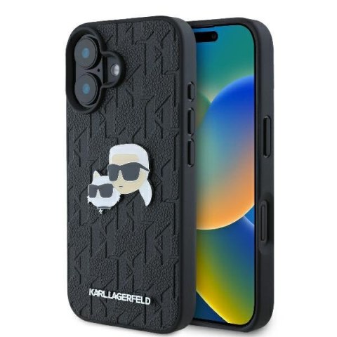 Karl Lagerfeld nakładka do iPhone 16 6,1" KLHCP16SPGKLKCPK czarna Hardcase Monogram Karl&Choupette Head Pin Karl Lagerfeld nakładka do iPhone 16 6,1" KLHCP16SPGKLKCPK czarna Hardcase Monogram Karl&Choupette Head Pin