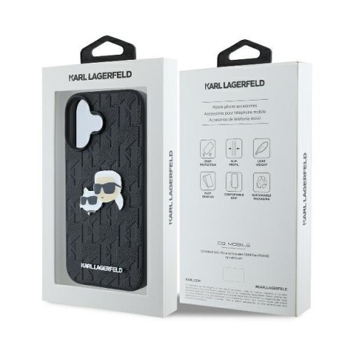 Karl Lagerfeld nakładka do iPhone 16 6,1" KLHCP16SPGKLKCPK czarna Hardcase Monogram Karl&Choupette Head Pin Karl Lagerfeld nakładka do iPhone 16 6,1" KLHCP16SPGKLKCPK czarna Hardcase Monogram Karl&Choupette Head Pin