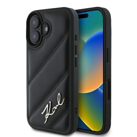 Karl Lagerfeld nakładka do iPhone 16 6,1" KLHCP16SPQDSMGK czarna Hardcase Quilted Signature Karl Lagerfeld nakładka do iPhone 16 6,1" KLHCP16SPQDSMGK czarna Hardcase Quilted Signature