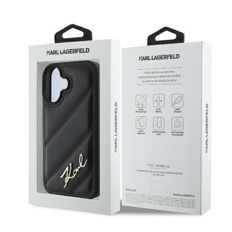 Karl Lagerfeld nakładka do iPhone 16 Plus 6,7" KLHCP16MPQDSMGK czarna Hardcase Quilted Signature Karl Lagerfeld nakładka do iPhone 16 Plus 6,7" KLHCP16MPQDSMGK czarna Hardcase Quilted Signature