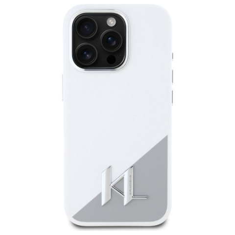 Karl Lagerfeld nakładka do iPhone 16 Pro 6,3" KLHMP16LSCMKMPCH biała Hardcase Silicone Shadow Metal Initial MagSafe Karl Lagerfeld nakładka do iPhone 16 Pro 6,3" KLHMP16LSCMKMPCH biała Hardcase Silicone Shadow Metal Initial MagSafe