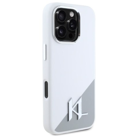 Karl Lagerfeld nakładka do iPhone 16 Pro 6,3" KLHMP16LSCMKMPCH biała Hardcase Silicone Shadow Metal Initial MagSafe Karl Lagerfeld nakładka do iPhone 16 Pro 6,3" KLHMP16LSCMKMPCH biała Hardcase Silicone Shadow Metal Initial MagSafe