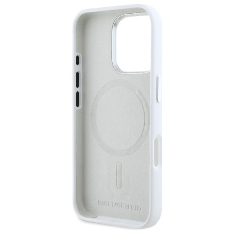 Karl Lagerfeld nakładka do iPhone 16 Pro 6,3" KLHMP16LSCMKMPCH biała Hardcase Silicone Shadow Metal Initial MagSafe Karl Lagerfeld nakładka do iPhone 16 Pro 6,3" KLHMP16LSCMKMPCH biała Hardcase Silicone Shadow Metal Initial MagSafe