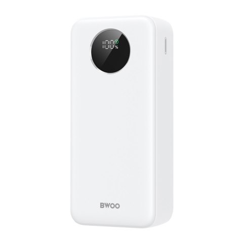 BWOO Power bank 22,5W, 30000 mAh z wyświetlaczem LCD, biały