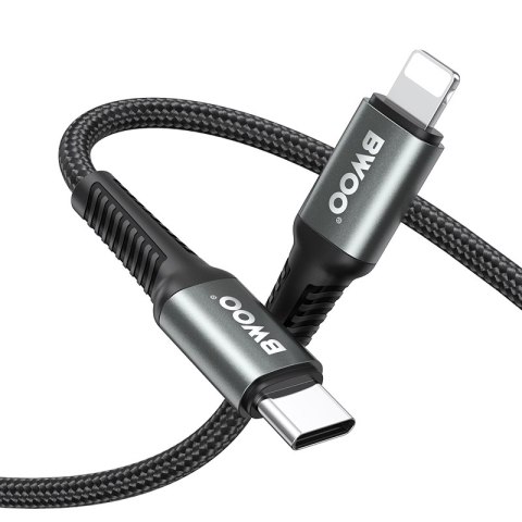 BWOO kabel Pleciony USB-C - Lightning 3m 30W czarny