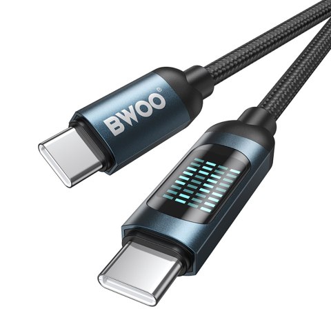 BWOO kabel Pleciony USB-C - USB-C 1m 60W z animowanym podświetleniem, czarny