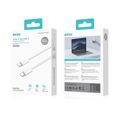 BWOO kabel USB-C - USB-C 2m 60W biały