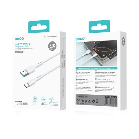 BWOO kabel USB - USB-C 2m 3A biały