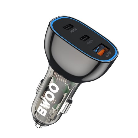 BWOO ładowarka samochodowa 2 x USB-C + USB-A 68W czarna