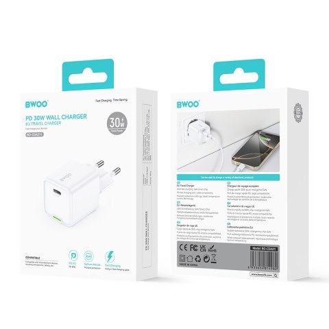 BWOO ładowarka sieciowa GaN 30W USB-C biała BWOO ładowarka sieciowa GaN 30W USB-C biała