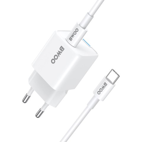BWOO ładowarka sieciowa GaN 30W USB-C + kabel USB-C - USB-C 60W biała BWOO ładowarka sieciowa GaN 30W USB-C + kabel USB-C - USB-C 60W biała