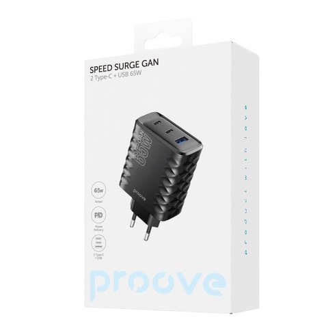 Proove ładowarka sieciowa Speed Surge Gan 65W czarna Proove ładowarka sieciowa Speed Surge Gan 65W czarna