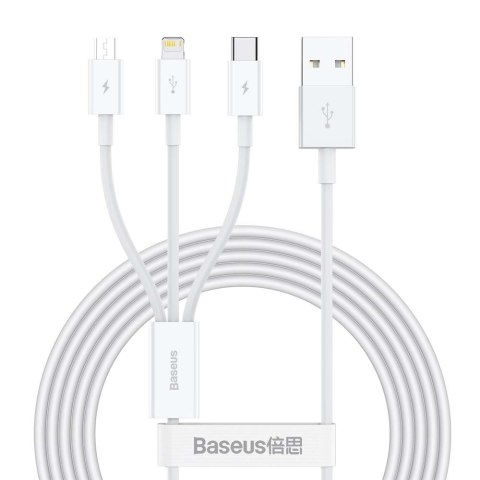 Baseus kabel 3w1 Superior USB - Lightning + USB-C + microUSB 1,5 m 3,5A biały Baseus kabel 3w1 Superior USB - Lightning + USB-C + microUSB 1,5 m 3,5A biały