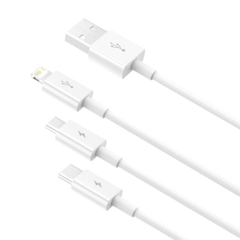 Baseus kabel 3w1 Superior USB - Lightning + USB-C + microUSB 1,5 m 3,5A biały Baseus kabel 3w1 Superior USB - Lightning + USB-C + microUSB 1,5 m 3,5A biały