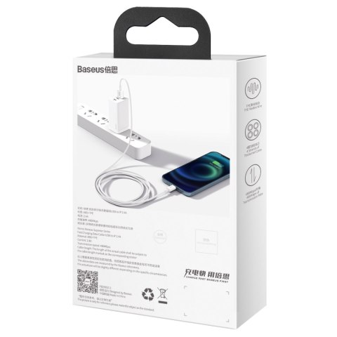 Baseus kabel Superior USB - Lightning 1,0 m 2,4A biały Baseus kabel Superior USB - Lightning 1,0 m 2,4A biały