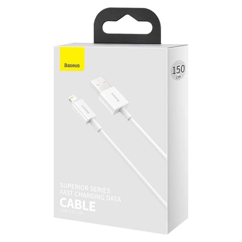 Baseus kabel Superior USB - Lightning 1,5 m 2,4A biały Baseus kabel Superior USB - Lightning 1,5 m 2,4A biały