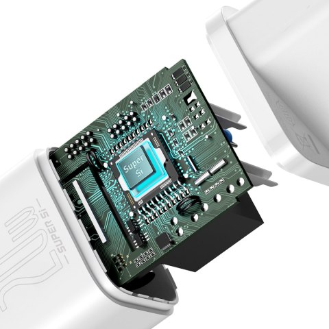 Baseus ładowarka sieciowa Super Si PD 20W 1x USB-C biała + kabel USB-C - Lightning Baseus ładowarka sieciowa Super Si PD 20W 1x USB-C biała + kabel USB-C - Lightning