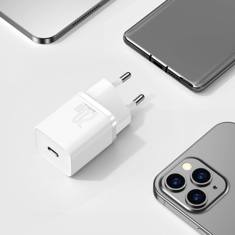 Baseus ładowarka sieciowa Super Si PD 20W 1x USB-C biała + kabel USB-C - Lightning Baseus ładowarka sieciowa Super Si PD 20W 1x USB-C biała + kabel USB-C - Lightning