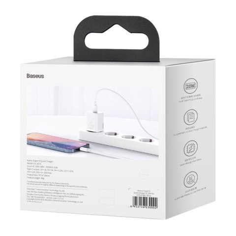 Baseus ładowarka sieciowa Super Si PD 20W 1x USB-C biała Baseus ładowarka sieciowa Super Si PD 20W 1x USB-C biała