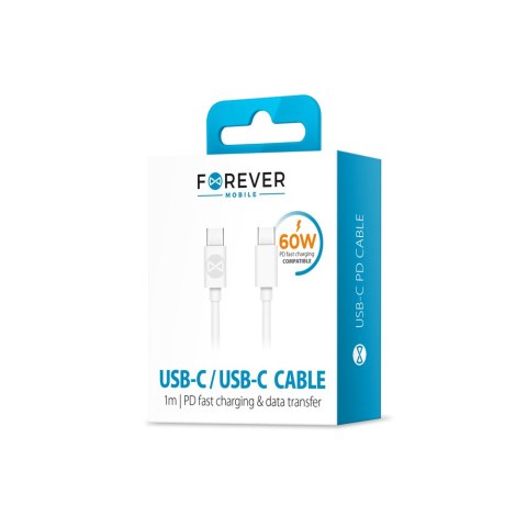 Forever kabel USB-C - USB-C 1,0 m 60W biały Forever kabel USB-C - USB-C 1,0 m 60W biały