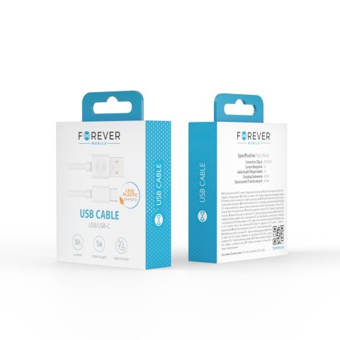 Forever kabel USB - USB-C 1,0 m 3A biały Forever kabel USB - USB-C 1,0 m 3A biały