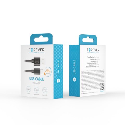 Forever kabel USB - USB-C 1,0 m 3A czarny Forever kabel USB - USB-C 1,0 m 3A czarny