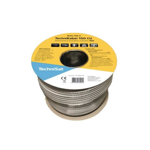 Kabel koncentryczny Technisat CE HD-100 CU RG6 100m biały 76-4984-00 Kabel koncentryczny Technisat CE HD-100 CU RG6 100m biały 76-4984-00