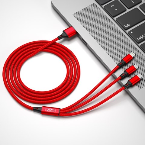 XO kabel NB173 3w1 USB - Lightning + USB-C + microUSB 1,2 m 2,4A czerwony XO kabel NB173 3w1 USB - Lightning + USB-C + microUSB 1,2 m 2,4A czerwony