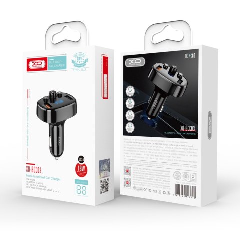 XO transmiter FM BCC03 Bluetooth MP3 ładowarka samochodowa 18W czarna XO transmiter FM BCC03 Bluetooth MP3 ładowarka samochodowa 18W czarna