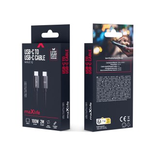 Maxlife kabel MXUC-12 USB-C - USB-C 2,0 m 100W czarny