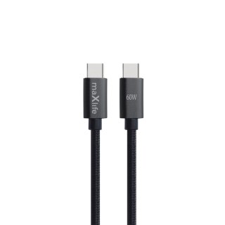 Maxlife kabel MXUC-12 USB-C - USB-C 2,0 m 60W czarny