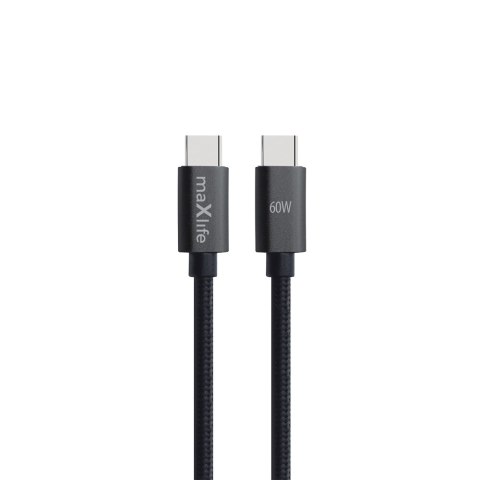 Maxlife kabel MXUC-12 USB-C - USB-C 2,0 m 60W czarny