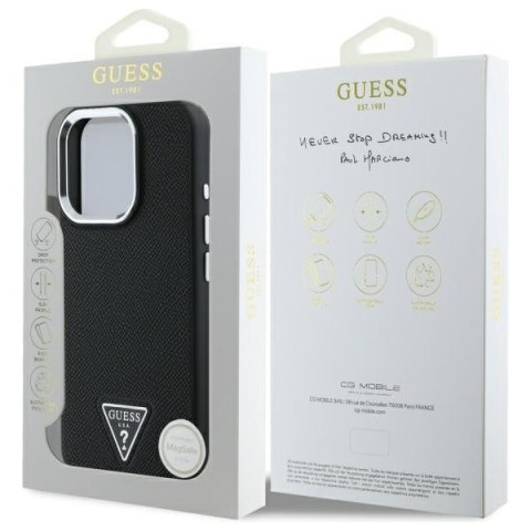 Guess nakładka HC MagSafe Grained PU Triangle Logo do iPhone 16 Pro Max 6,9" czarna Guess nakładka HC MagSafe Grained PU Triangle Logo do iPhone 16 Pro Max 6,9" czarna
