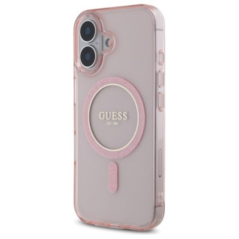 Guess nakładka HC MagSafe IML Glitter Circle do iPhone 16 6,1" różowa Guess nakładka HC MagSafe IML Glitter Circle do iPhone 16 6,1" różowa