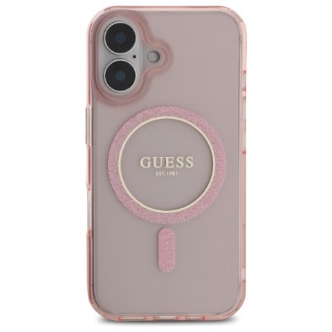Guess nakładka HC MagSafe IML Glitter Circle do iPhone 16 6,1" różowa Guess nakładka HC MagSafe IML Glitter Circle do iPhone 16 6,1" różowa