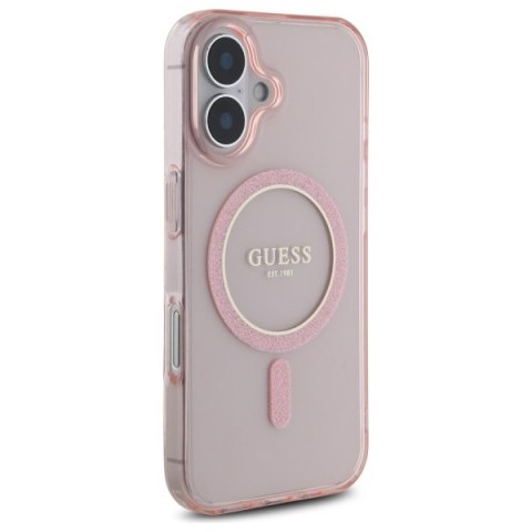 Guess nakładka HC MagSafe IML Glitter Circle do iPhone 16 6,1" różowa Guess nakładka HC MagSafe IML Glitter Circle do iPhone 16 6,1" różowa