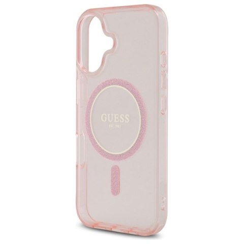 Guess nakładka HC MagSafe IML Glitter Circle do iPhone 16 6,1" różowa Guess nakładka HC MagSafe IML Glitter Circle do iPhone 16 6,1" różowa