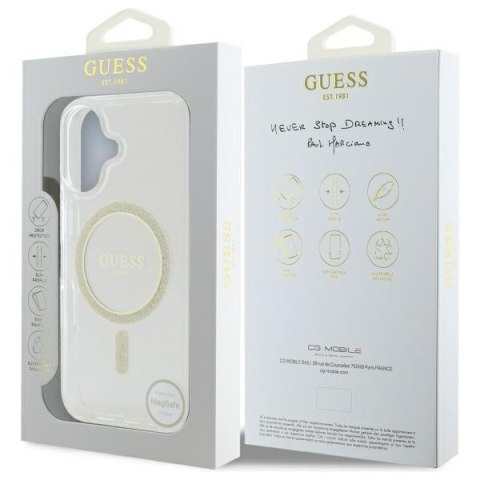 Guess nakładka HC MagSafe IML Glitter Circle do iPhone 16 Plus 6,7" przezroczysta Guess nakładka HC MagSafe IML Glitter Circle do iPhone 16 Plus 6,7" przezroczysta