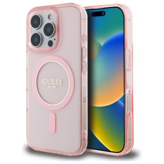 Guess nakładka HC MagSafe IML Glitter Circle do iPhone 16 Pro Max 6,9" różowa