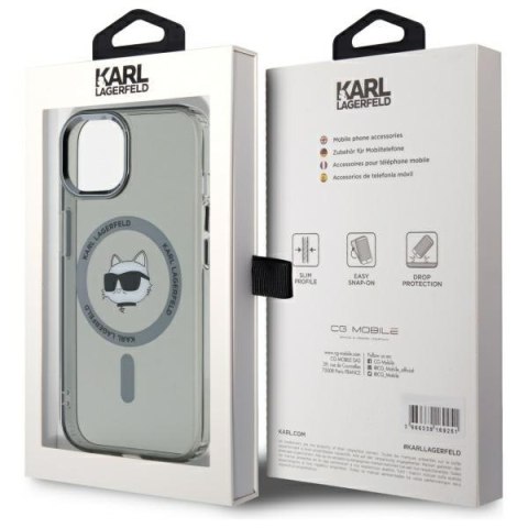 Karl Lagerfeld nakładka HC MagSafe IML Metal Choupette Head do iPhone 15 6,1" czarna Karl Lagerfeld nakładka HC MagSafe IML Metal Choupette Head do iPhone 15 6,1" czarna