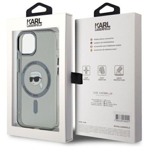 Karl Lagerfeld nakładka HC MagSafe IML Metal K. Head do iPhone 15 6,1" czarna Karl Lagerfeld nakładka HC MagSafe IML Metal K. Head do iPhone 15 6,1" czarna