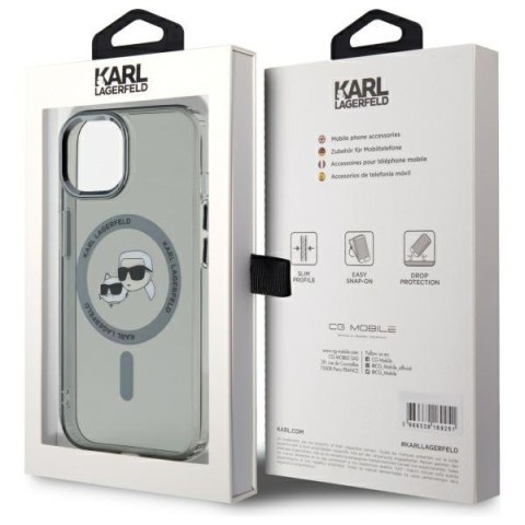 Karl Lagerfeld nakładka HC MagSafe IML Metal KC Heads do iPhone 15 6,1" czarna Karl Lagerfeld nakładka HC MagSafe IML Metal KC Heads do iPhone 15 6,1" czarna